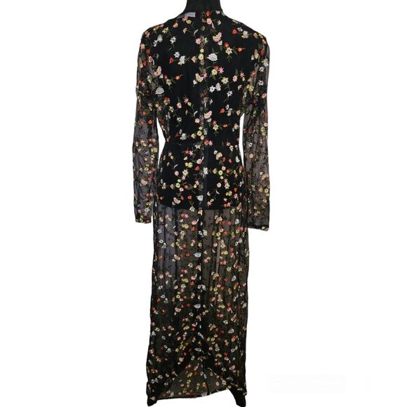 Floral Long Sleeve Black Dress - Picture 3 of 9